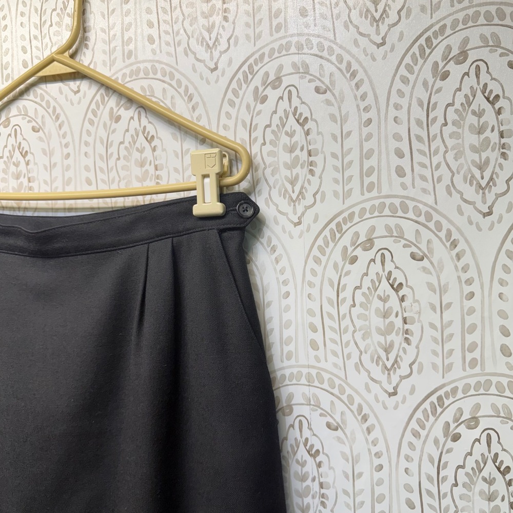 Lands End Pencil Skirt Womens 14 Black 100% Wool Vintage Midi Made in USA - Picture 3 of 7